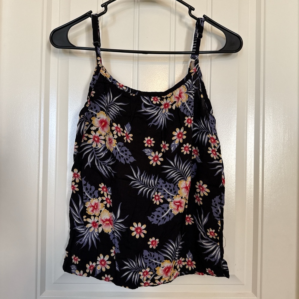 Tropical Floral Black Camisole Top